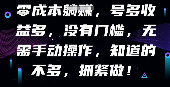 零成本全自动，号多收益多，没有门槛，无需手动-学小盏