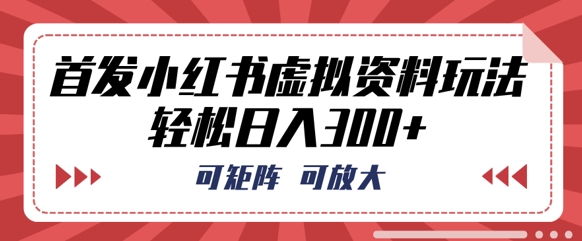 首发小红书虚拟资料玩法，可矩阵，可放大，轻松日入3张-学小盏