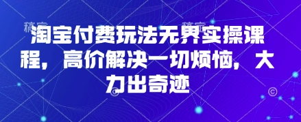 淘宝付费玩法无界实操课程，高价解决一切烦恼，大力出奇迹-学小盏