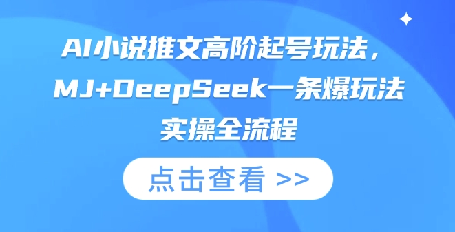 AI小说推文高阶起号玩法，MJ+DeepSeek一条爆玩法实操全流程-学小盏