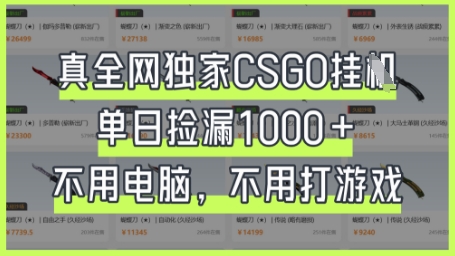 真全网独家CSGO挂G，单日捡漏1k+【揭秘】-学小盏