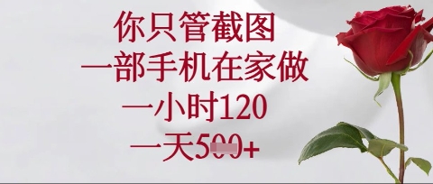 你只管截图，一部手机在家操作，一小时120.一天5张【揭秘】-学小盏